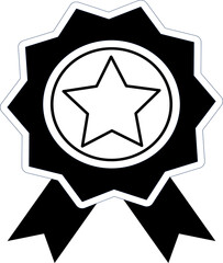 award icon black white winner symbol star vector element. PNG transparent background.