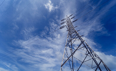 Structure pattern view of high voltage pole power transmission tower