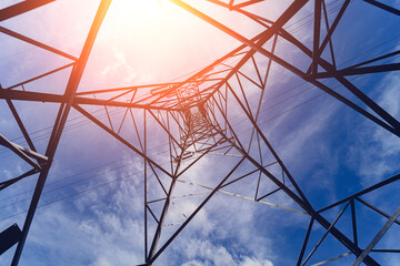 Structure pattern view of high voltage pole power transmission tower