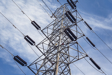 Structure pattern view of high voltage pole power transmission tower