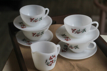 vintage teacup and saucer set with creamer 
