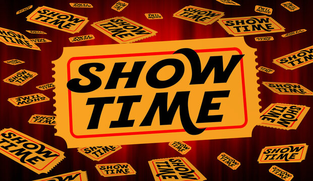 Show Time Movie Play Theatre Tickets Red Curtains Showtime 3d Illustration