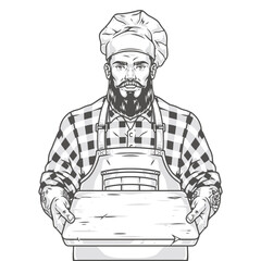 Muscular restaurant chef sticker monochrome