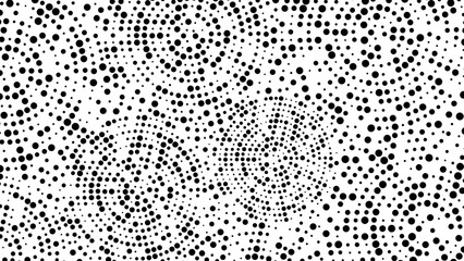 Dotted monochrome background ornament. Texture of halftone circles, spheres, particles. Chaotic pattern. Mosaic, labyrinth. Poster for presentation, medicine, business, computer screensaver. Vector