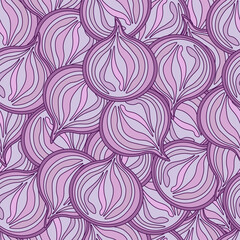 Abstract vector ornament. Seamless simple pattern of purple elements. Stylized onions.