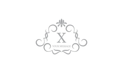 Gentle sophisticated monograms for leaflets, invitations, menu, labels with primary letter X. Graphic pages design, business notch, boutiques, cafes, hotels. Classic wedding invitations design element