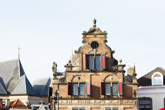 Roof of a historic building that is called De Waagh in Nijmegen in the Netherlands