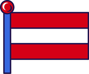 Obraz premium Austria europe country flag on flagstaff vector
