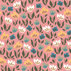 Trendy tulip seamless pattern. Vector illustration.