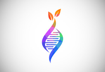 Fototapeta premium Polygonal DNA vector logo. Genetics logo design concept. Logo for medicine, science, laboratory, business, and company identity