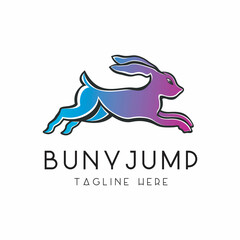 creative jumping rabbit illustration with line art vector design template eps 10