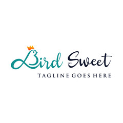 creative sweet bird typography with s and b letter concept. vector design template