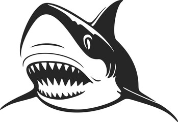 Fototapeta premium Black and white shark logo a stylish addition to your brand identity.