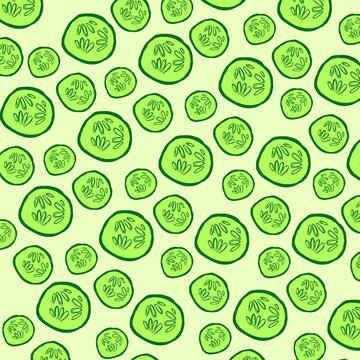 Cucumber pattern illustration. For background, presentations, business cards, health products package.