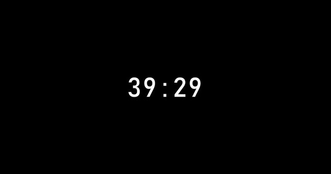 45 seconds digital timer countdown animation is isolated on black background. countdown timer, 45 sec stopwatch animation template video footage
