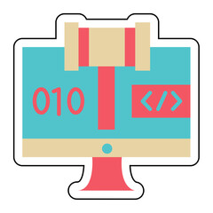 Sticker CYBER CRIME LAW design vector icon