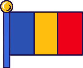 Chad republic nation flag on flagstaff vector
