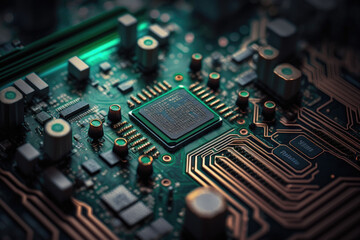 Electronic Circuit Board Background. Generative AI