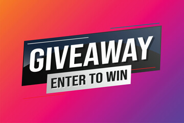 giveaway enter and win word vector illustration blue 3d style for social media landing page, template, ui, web, mobile app, poster, banner, flyer, background, gift card, coupon, label, wallpaper	
