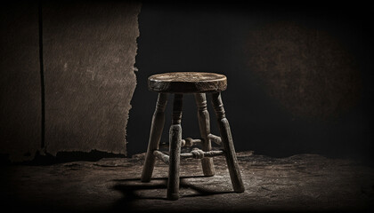 Old chair in a professional photography studio, Generative AI