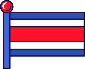 Costa rica republic nation flag on flagpole vector