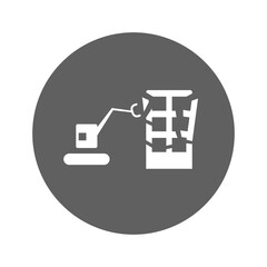 Building, demolition, dismantling icon. Gray vector graphics.