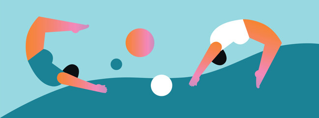 Extreme sports background. Pool swimming. Creative illustration for poster, web, landing, page, cover, ad, greeting, card, promotion. Eps 10 vector.