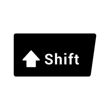 Butten, key, shift icon. Black vector graphics.