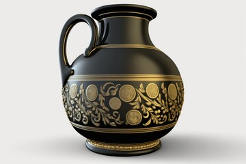 a large, black jug stuffed with gold coins. Generative AI