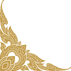 Gold corner art, asian buddhism temple png file for decoration motifs for ceiling pattern, flyers, poster, web, banner, and card