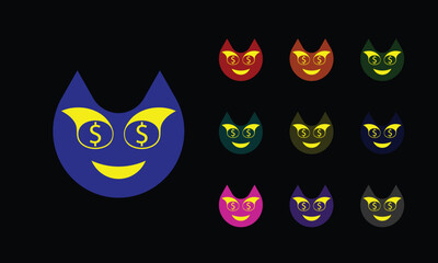 Money emoji icon. Glowing  emoticon with dollar eyes and tongue, money love
