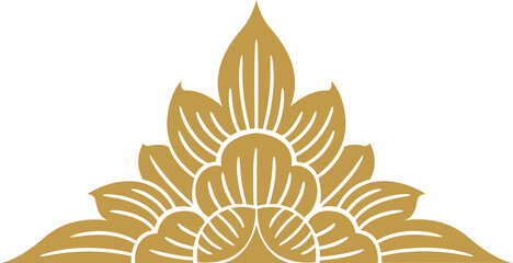 Gold lotus art and flower style asian art luxury buddhism temple element and background pattern png file for decoration