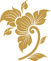 Gold lotus art and flower style asian art luxury buddhism temple element and background pattern png file for decoration