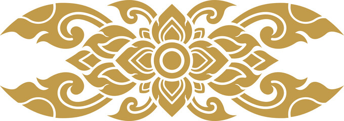 Line thai, lotus art and flower style asian art luxury buddhism temple element and background pattern png file for decoration