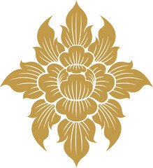 Gold lotus art and flower style asian art luxury buddhism temple element and background pattern png file for decoration
