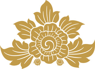 Gold lotus art and flower style asian art luxury buddhism temple element and background pattern png file for decoration