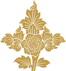 Gold lotus art and flower style asian art luxury buddhism temple element and background pattern png file for decoration