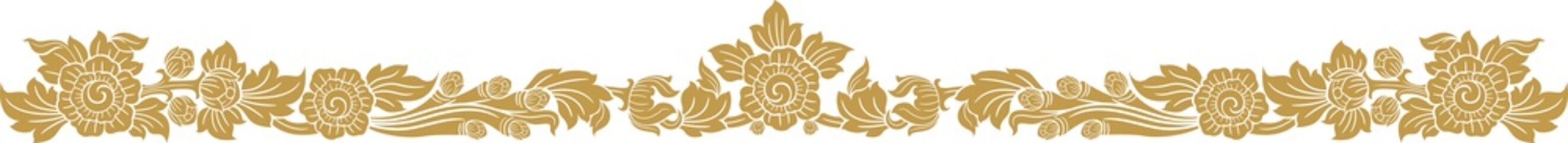 Gold lotus art and flower style asian art luxury buddhism temple element and background pattern png file for decoration