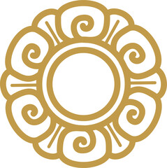 Gold asian luxury element, star line art, floral decoration motifs for ceiling pattern png file for decoration