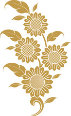 Gold lotus art and flower style asian art luxury buddhism temple element and background pattern png file for decoration