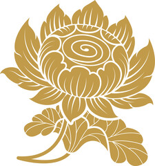 Gold lotus art and flower style asian art luxury buddhism temple element and background pattern png file for decoration
