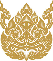 Line thai, lotus art and flower style asian art luxury buddhism temple element and background pattern png file for decoration