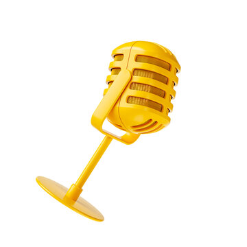 Classic Retro Vintage Microphone. Microphone icon. 3d render illustration transparency background