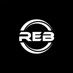 REB letter logo design with black background in illustrator, vector logo modern alphabet font overlap style. calligraphy designs for logo, Poster, Invitation, etc.