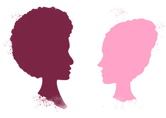 silhouette of two women