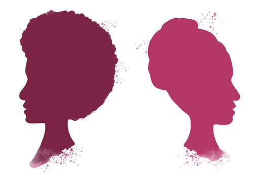 silhouette of two women