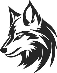 Sleek black and white wolf vector logo for branding your product.
