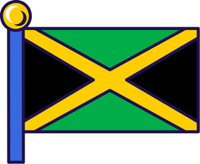 Jamaica country island flag on flagstaff vector