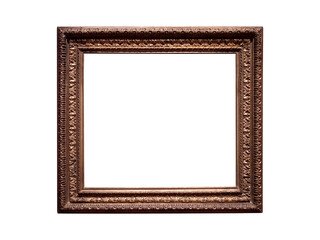 Vintage wooden frame isolated on white background