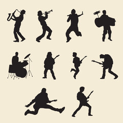 Naklejka premium Musicians vector silhouettes